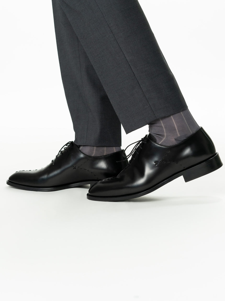 Pantofi Oxford Barbati Eleganti Negru Semi-Lucios Piele Naturala Design Prato BMan0336 (5)