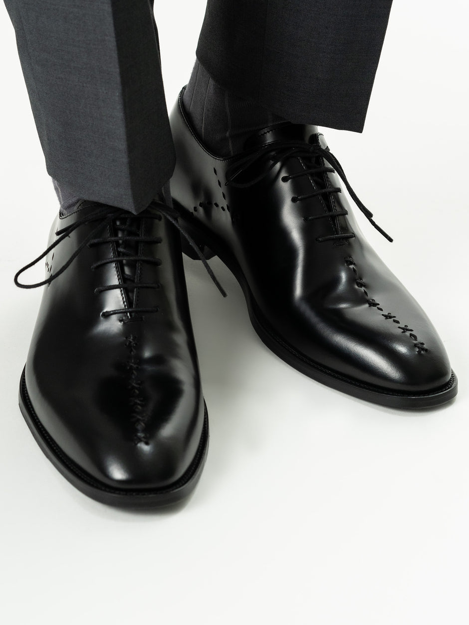 Pantofi Oxford Barbati Eleganti Negru Semi-Lucios Piele Naturala Design Prato BMan0336 (2)