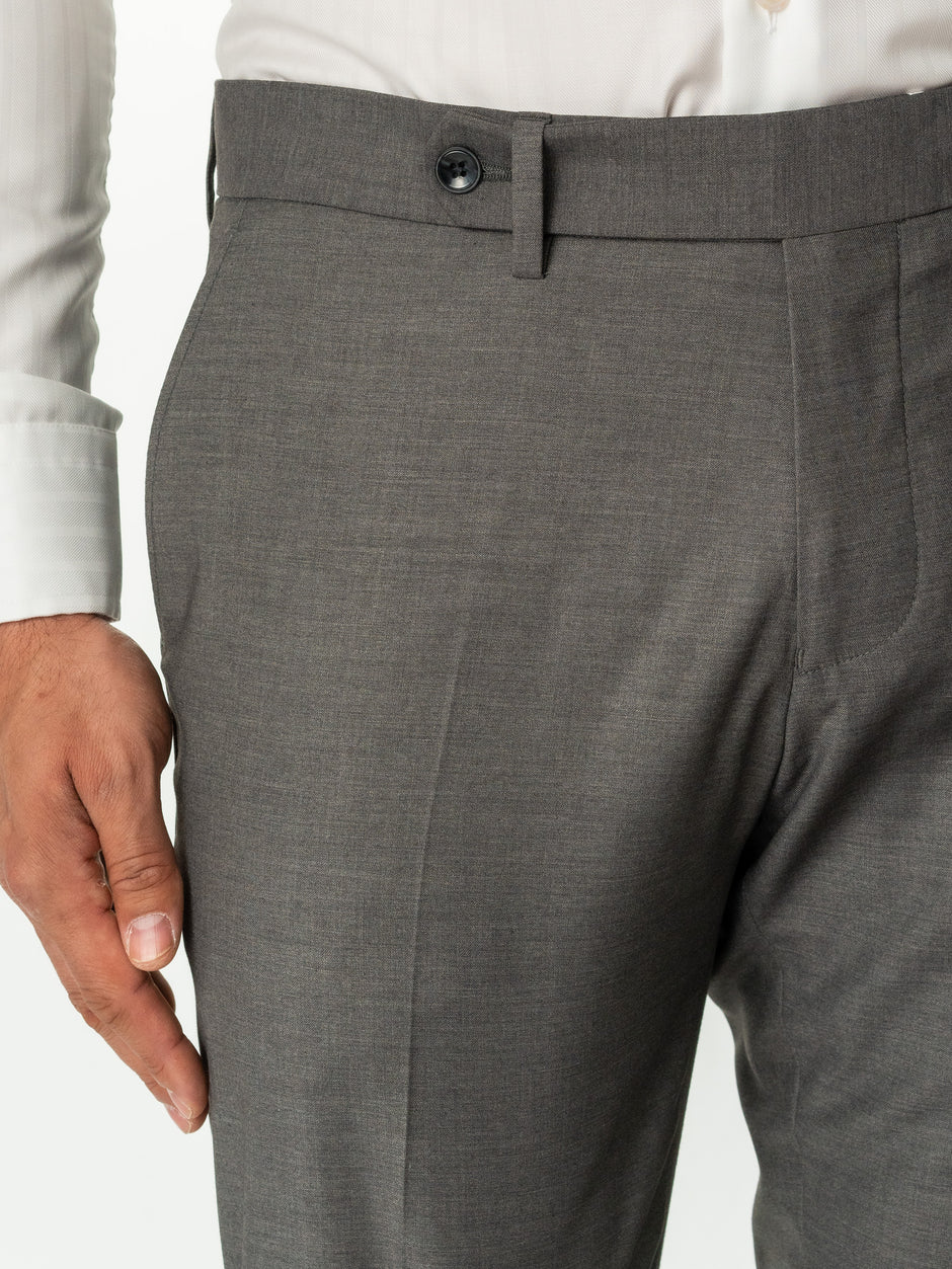 Pantaloni Eleganți Barbati Din Stofa Lana Confort Fit Gri Stone BMan700 (7)