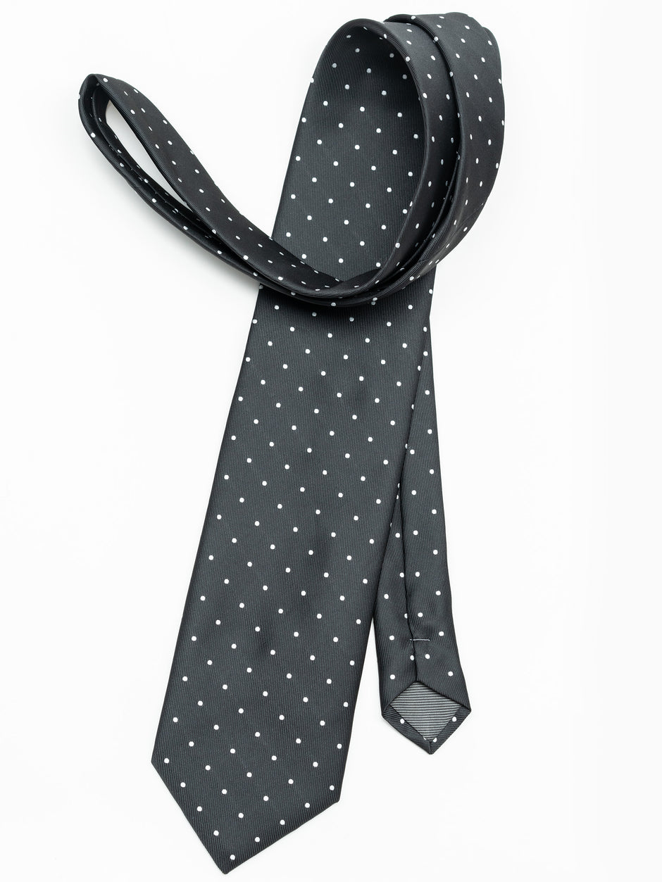 Cravata Eleganta & Business Barbati Neagra Imprimeu Puncte Albe Bman919 (2)