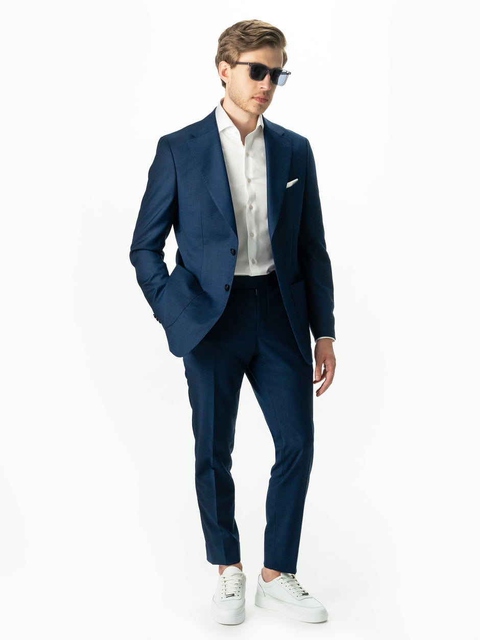 Pantaloni Eleganți Bărbați Albastru Indigo Din Stofa De Lana Confortabila BMan700 (2)