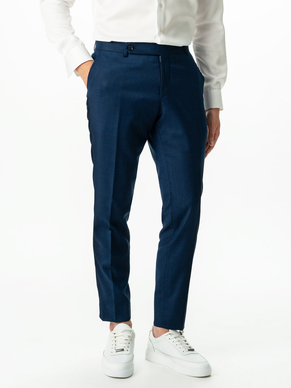 Pantaloni Eleganți Bărbați Albastru Indigo Din Stofa De Lana Confortabila BMan700 (1)