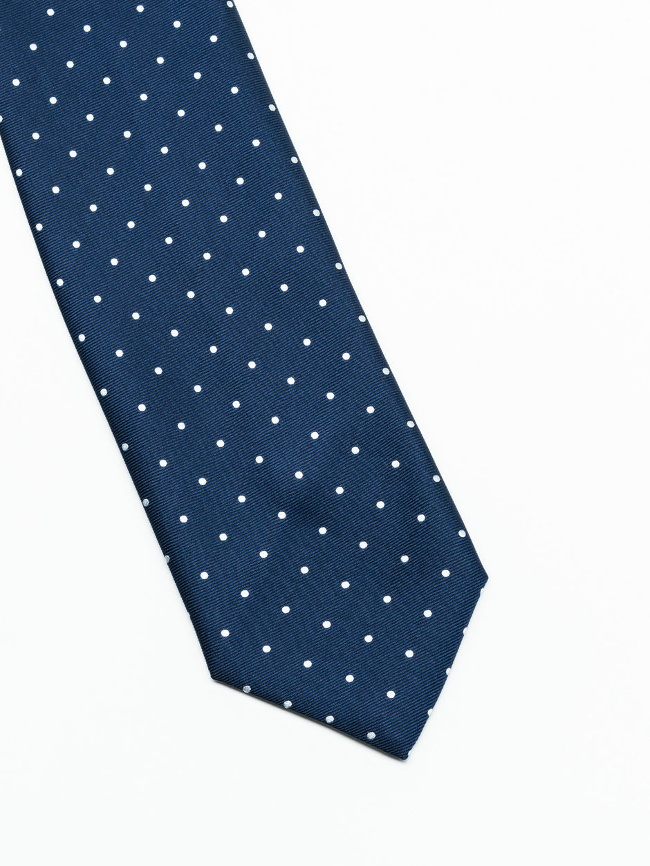 Cravata Eleganta & Business Barbati Bleumarin Imprimeu Puncte Albe Bman919 (3)