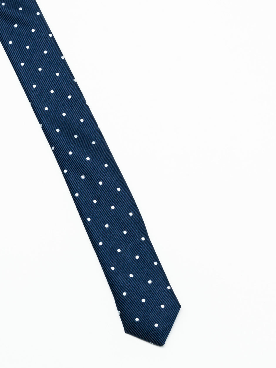 Cravata Eleganta & Business Barbati Bleumarin Imprimeu Puncte Albe Bman919 (4)