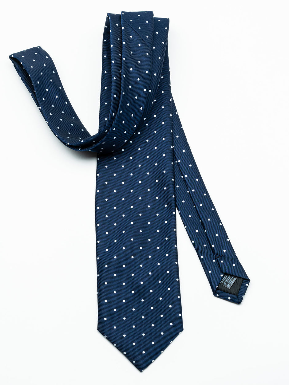 Cravata Eleganta & Business Barbati Bleumarin Imprimeu Puncte Albe Bman919 (2)