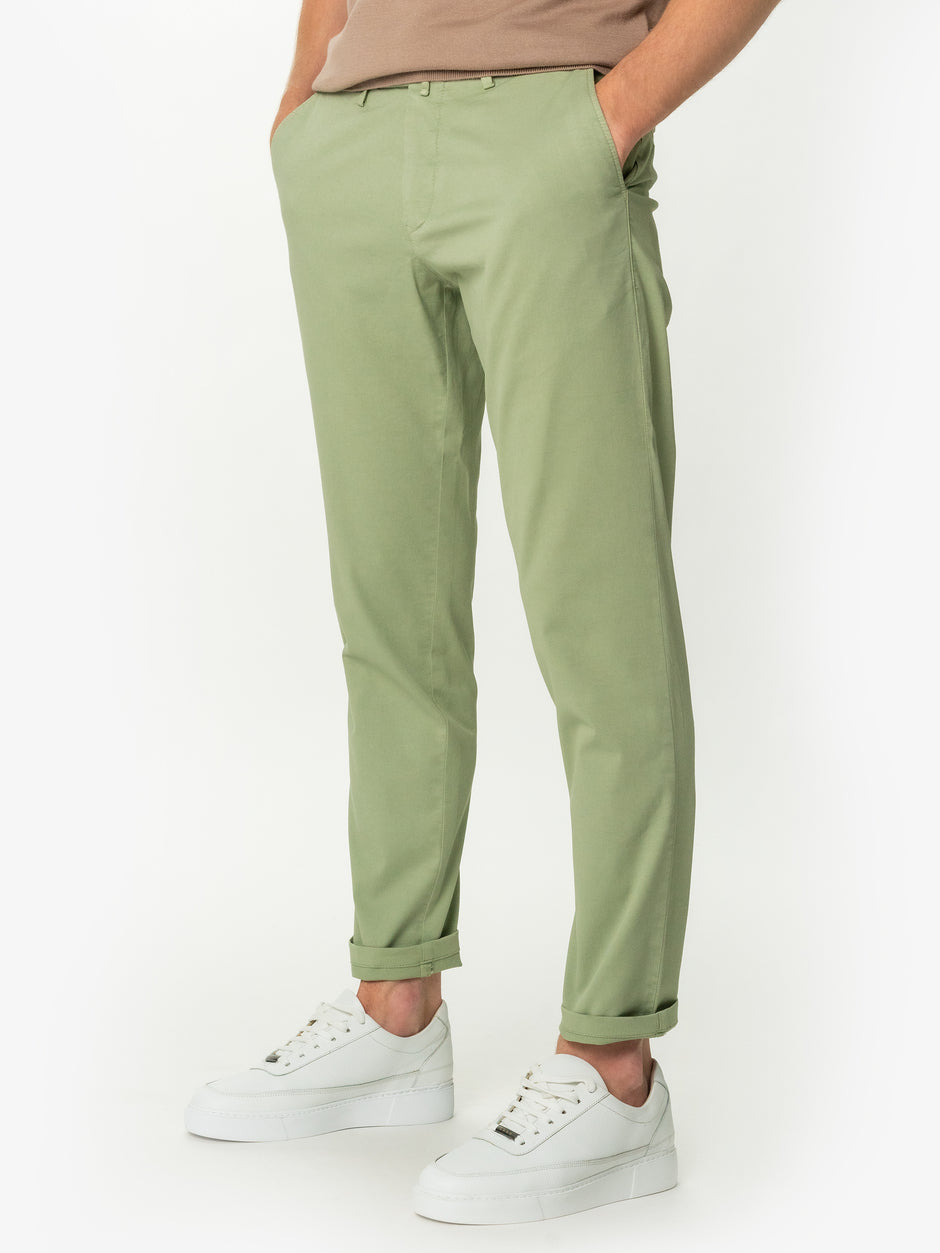 Pantaloni Casual Barbati Model Chinos Verde Lime Bumbac Natural Twill  BMan716 (5)