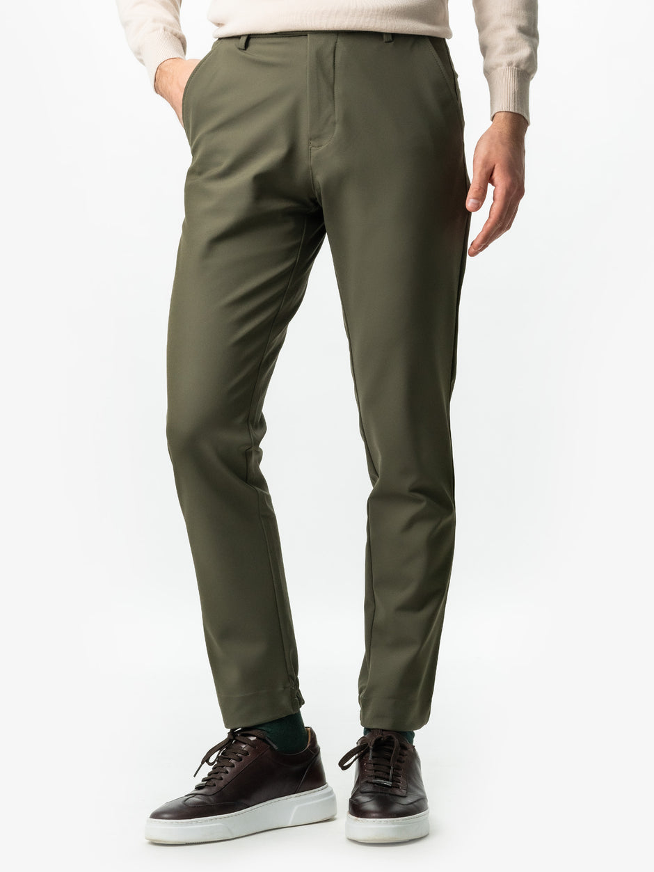 Pantaloni Barbati Verde Kaki Confort Casual & Smart Premium Flexo Din Spandex Milano BMan721 (4)