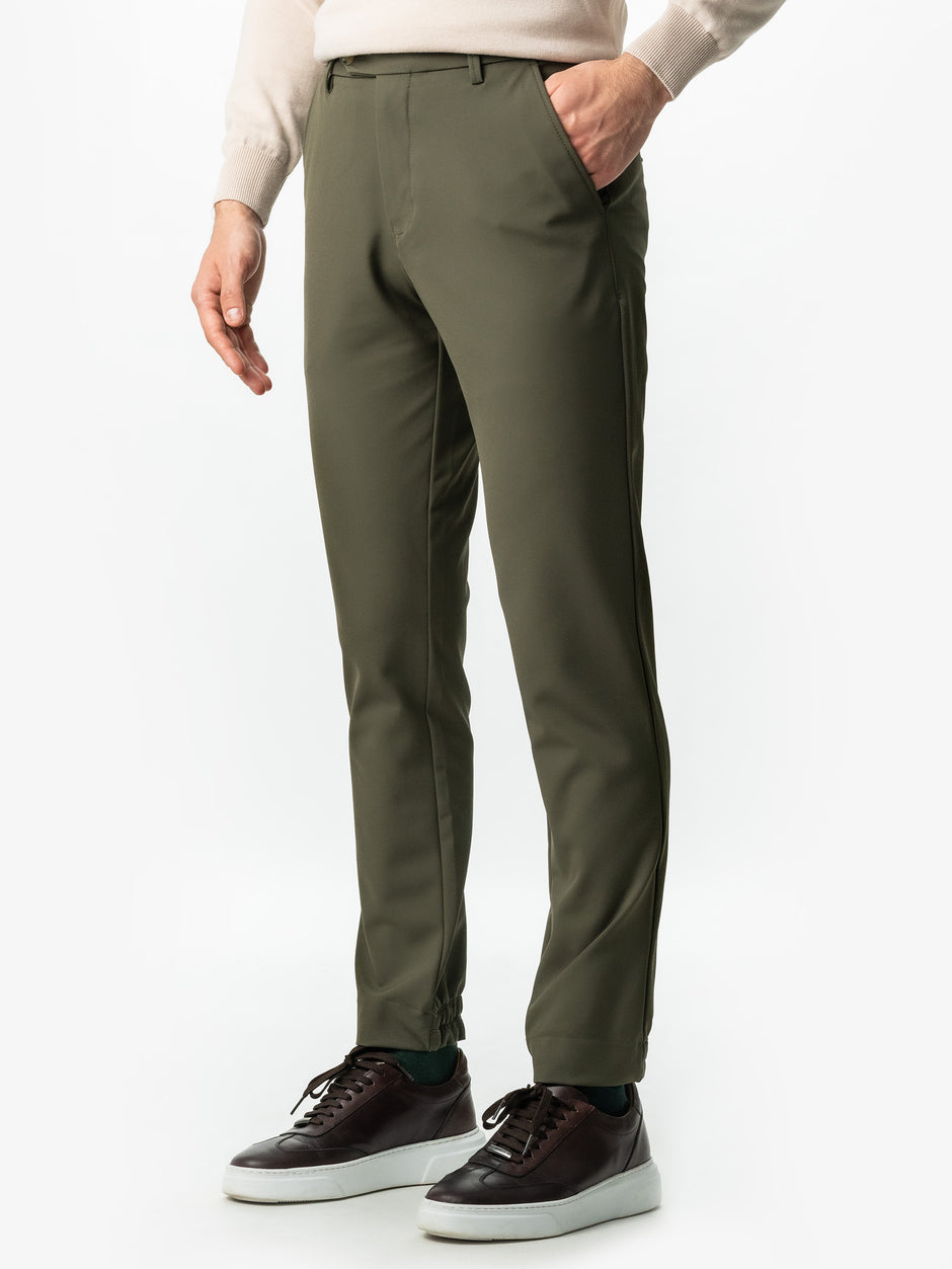 Pantaloni Barbati Verde Kaki Confort Casual & Smart Premium Flexo Din Spandex Milano BMan721 (7)