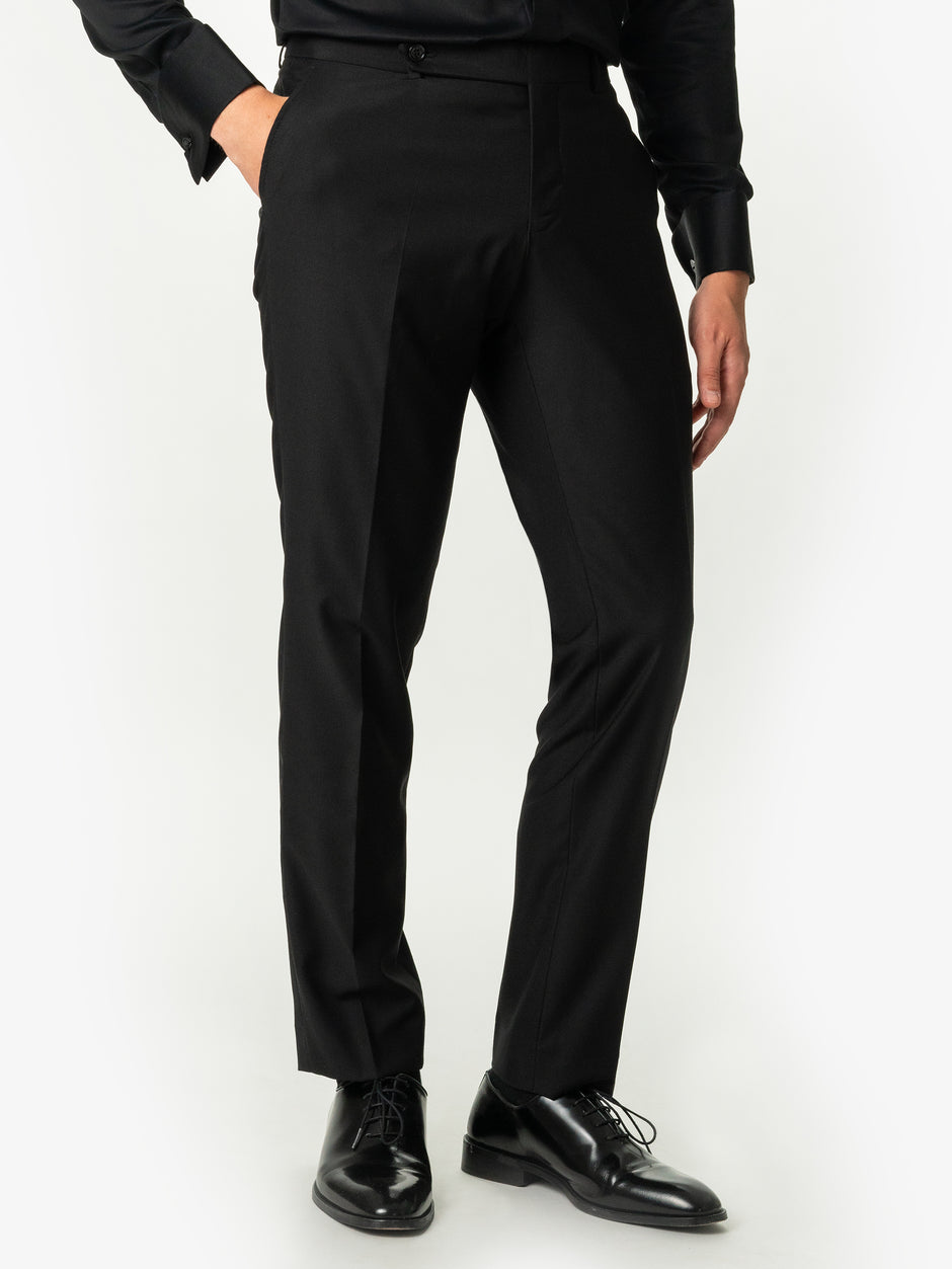 Pantaloni Negri Eleganți Barbati Din Stofa Elastică Evenimente Formale BMan700 (1)