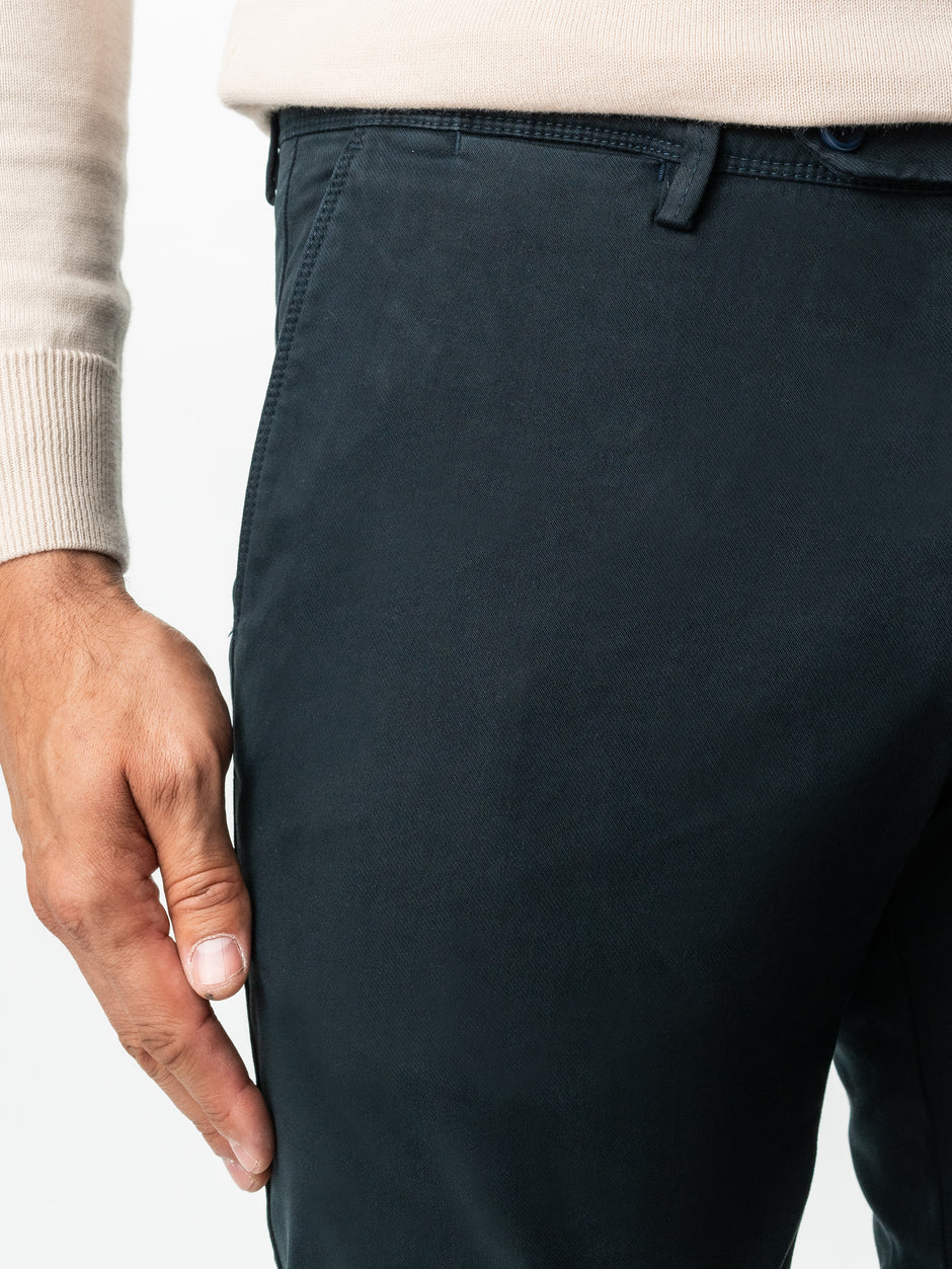 Pantaloni Casual Barbati Bleumarin Inchis Bumbac Natural Toamna & Iarna Design Chinos BMan521 (2)