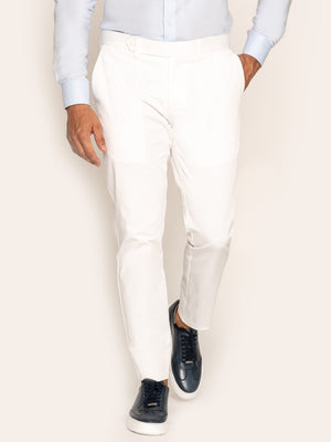 Pantaloni Barbati Albi 100% Bumbac Modern Casual BMan609