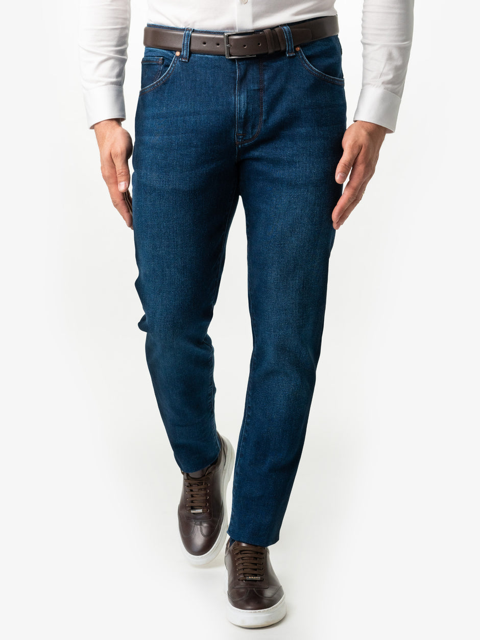 Blugi Barbati Albastri Tip Jeans Comfort Fit BMan327 (3)
