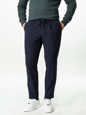 Pantaloni Flexo Cu Snur Barbati Bleumarin Din Spandex Milano BMan0100