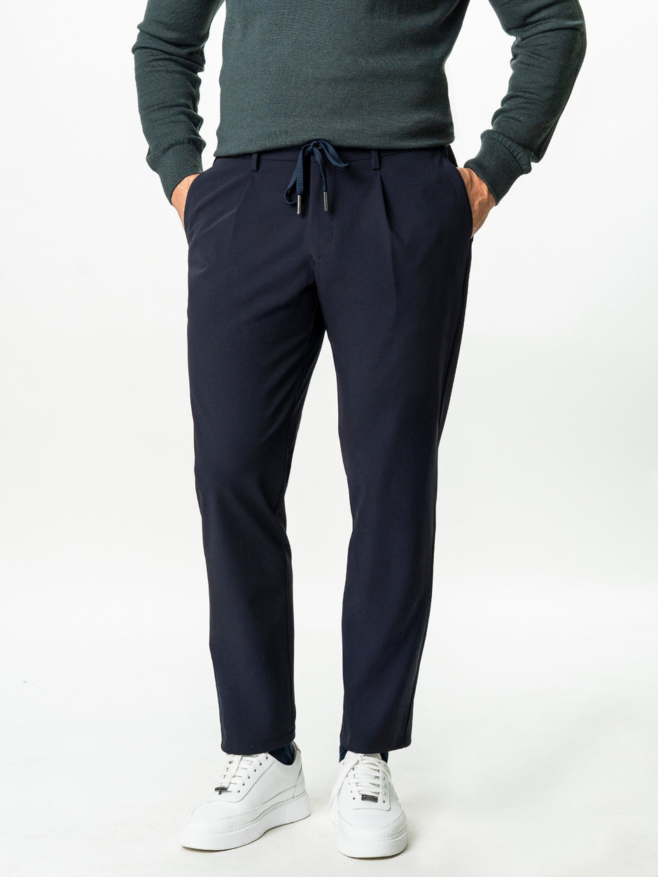 Pantaloni Flexo Cu Snur Barbati Bleumarin Din Spandex Milano BMan0100 (1)