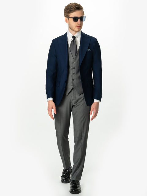 Sacou Barbati Bleumarin Ocazie & Smart Casual Rever Ascutit BMan0005 (6)