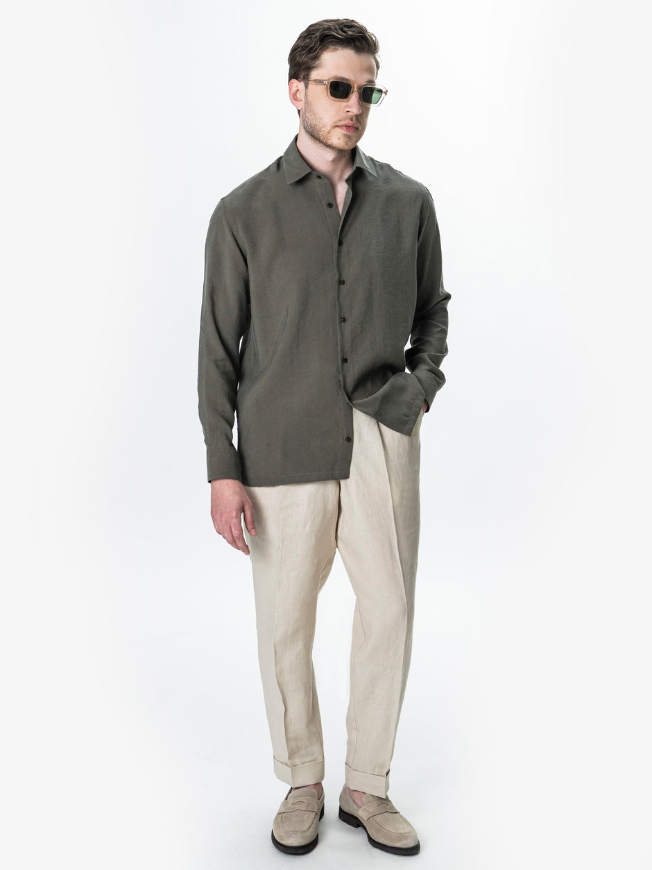 Camasa Barbati Verde Comfort Fit Tesatura Modal BMan0100 (2)