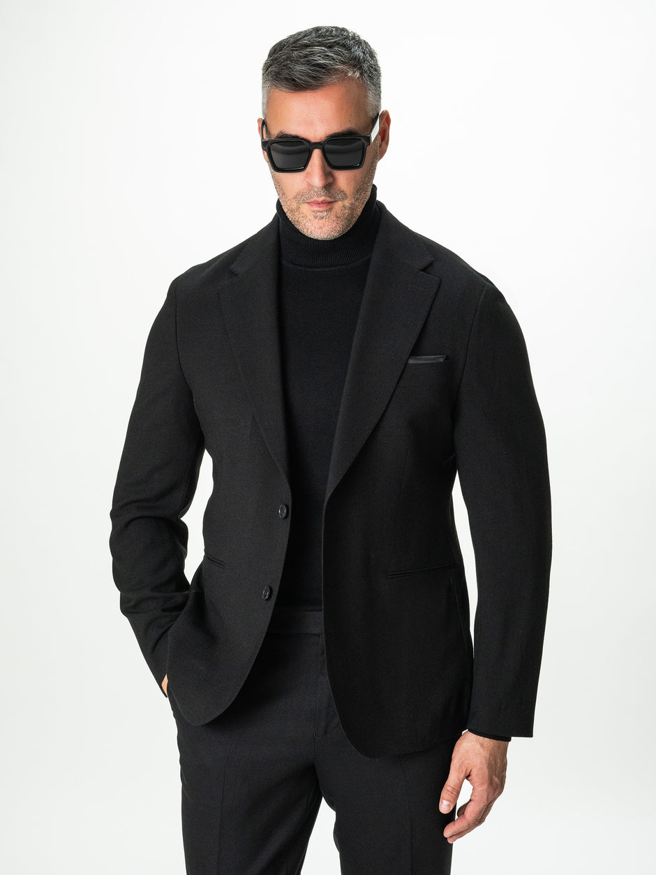 Costum Negru Barbati Oxford 100% Lana Vitale Barberis Super 110's BMan0054 (2)