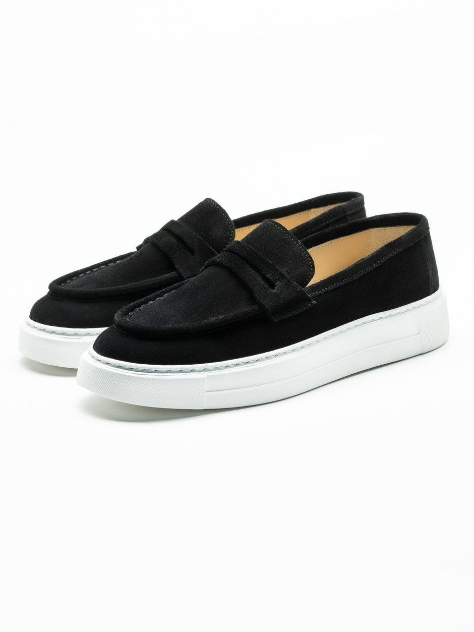Mocasini Smart Casual Negri Barbati Piele Intoarsa Naturala BMan217 (1)