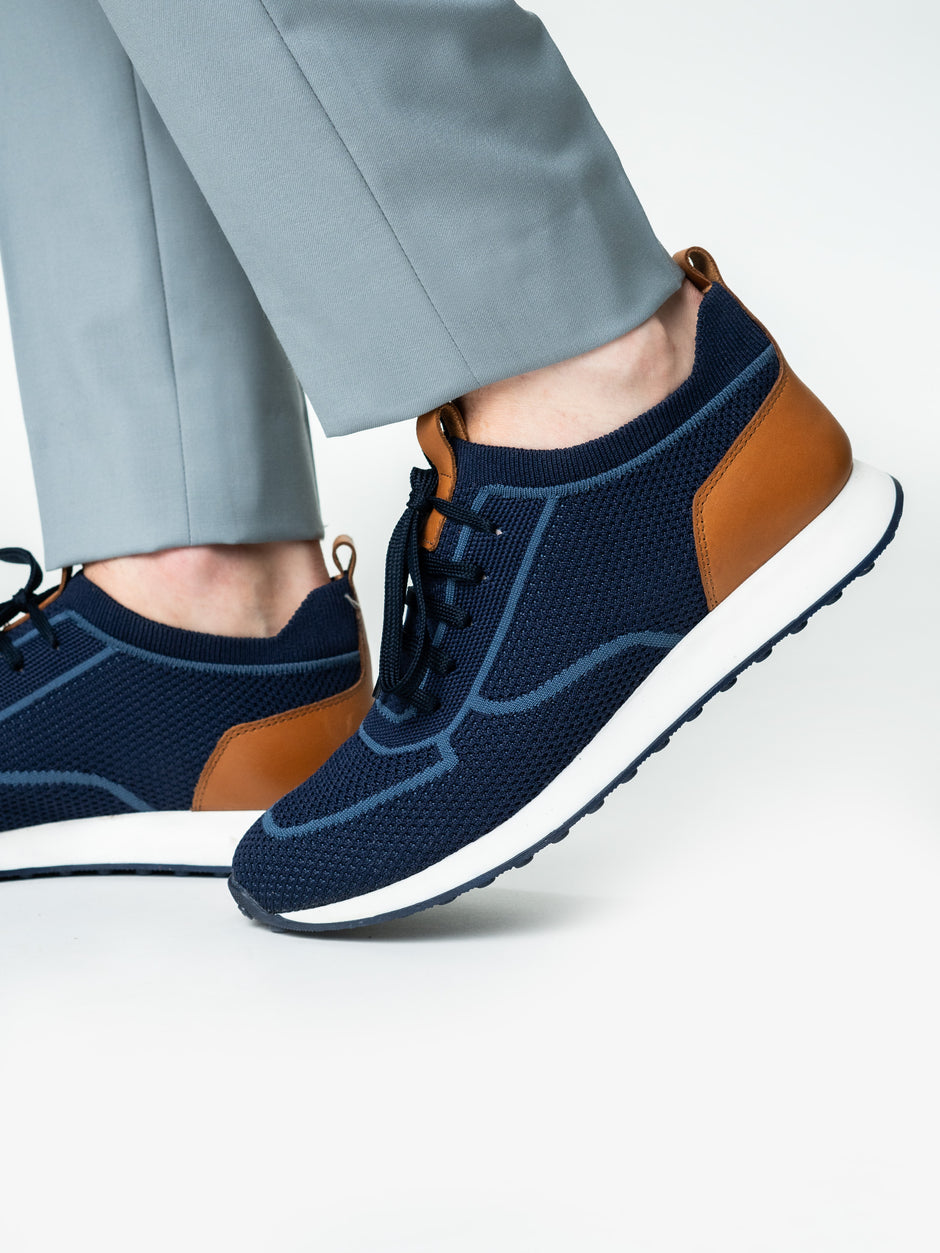 Pantofi Casual Barbati Bleumarin Textil Cu Piele Naturala Talpa Ortopedica BMan0415 (9)