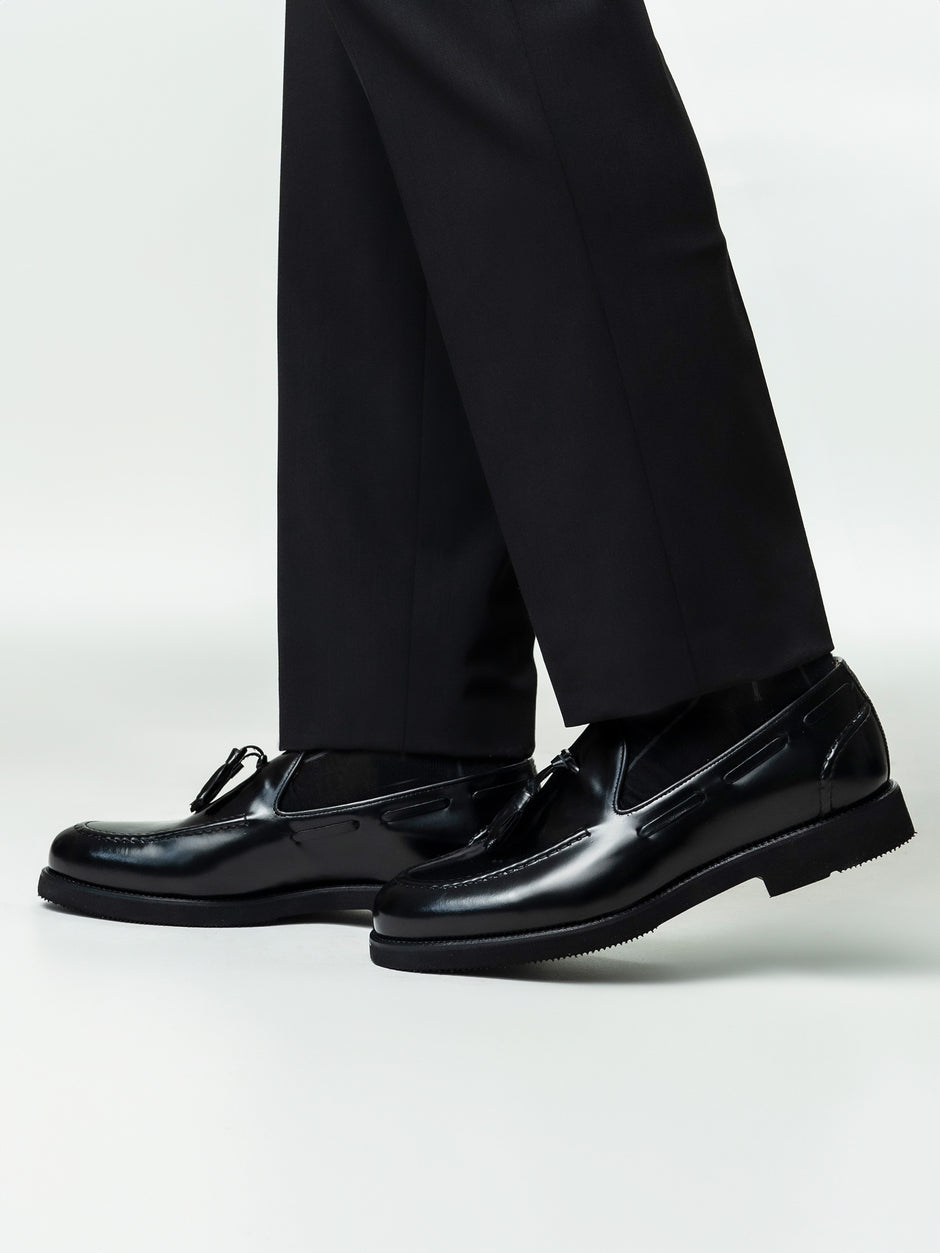 Mocasini Barbati Tassel Loafers Negru Semilucios Piele de Vitel  BMan215 (6)