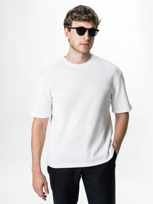 Tricou Simplu Barbati Alb Oversize 100% Bumbac Natural BMan0001
