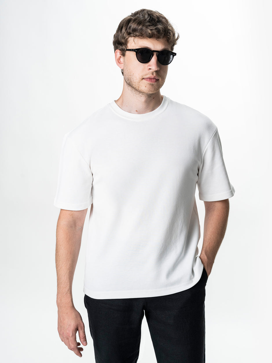 Tricou Simplu Barbati Alb Oversize 100% Bumbac Natural BMan0001 (1)
