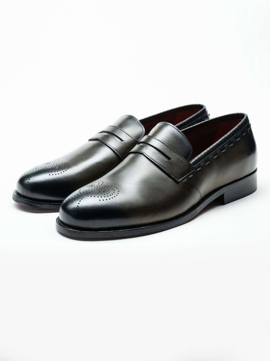 Mocasini Verde Kaki Barbati Din Piele Naturala Penny Loafers Bman186 (2)