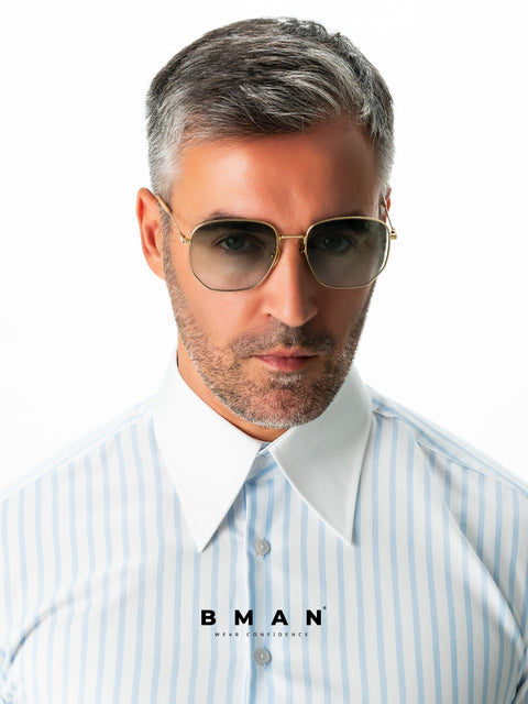 Camasa Alba Dungi Bleu Barbati Eleganta Bumbac Monti No Iron Guler Saint Tropez BMan0026 (5)
