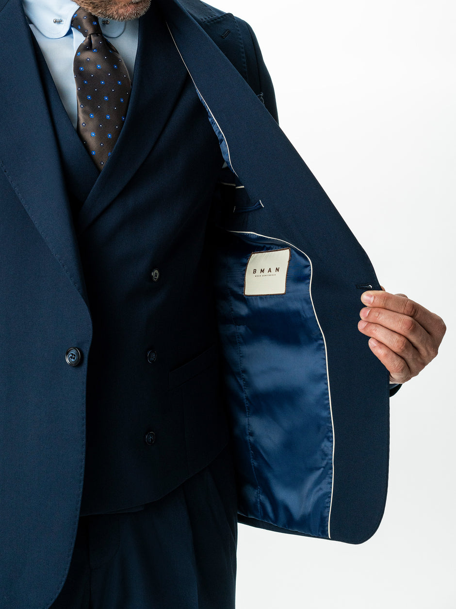 Costum Elegant Barbati Bleumarin In 3 Piese Lana Sarto BMan0056 (9)