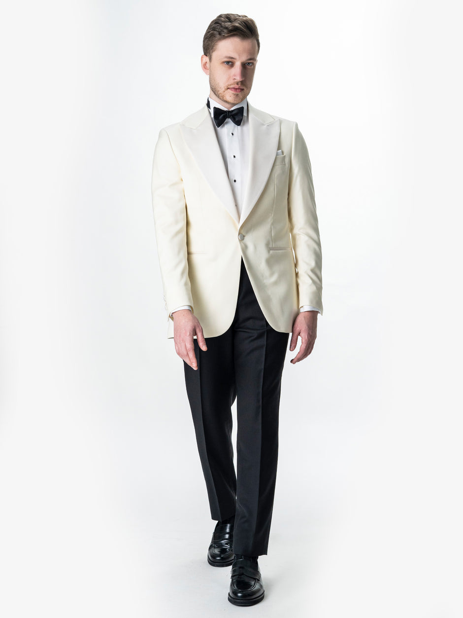 Costum Barbati Ceremonie Smoking Crem Lana Vitale Barberis Super110 BMan341 (5)