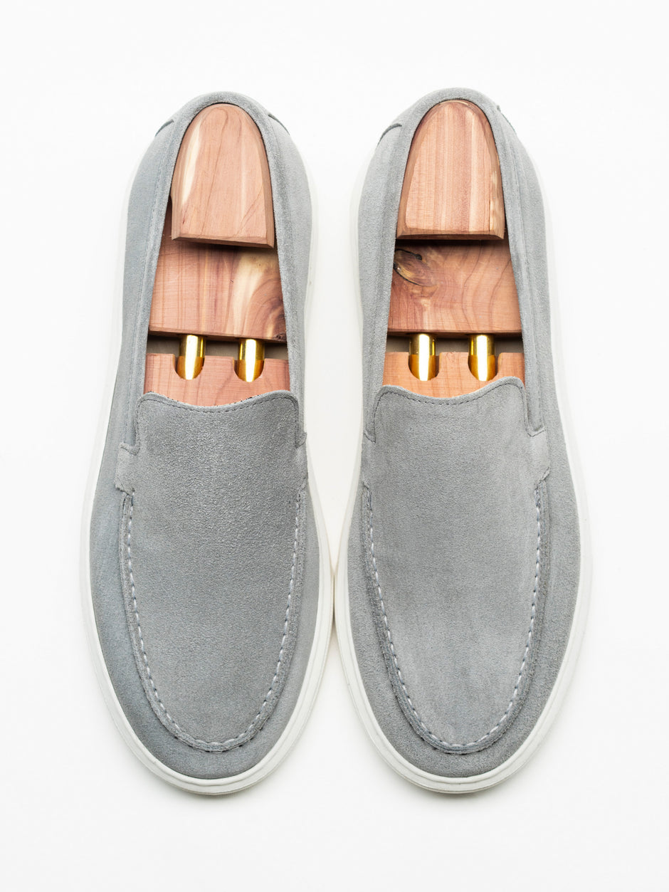 Mocasini Smart Casual Barbati Gri Din Piele Intoarsa BMan223 (5)