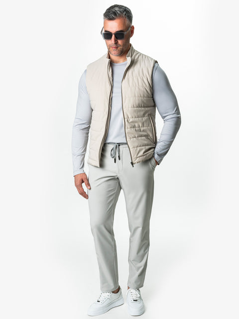 Pantaloni Flexo Cu Snur Barbati Gri Stone Din Spandex Milano BMan708