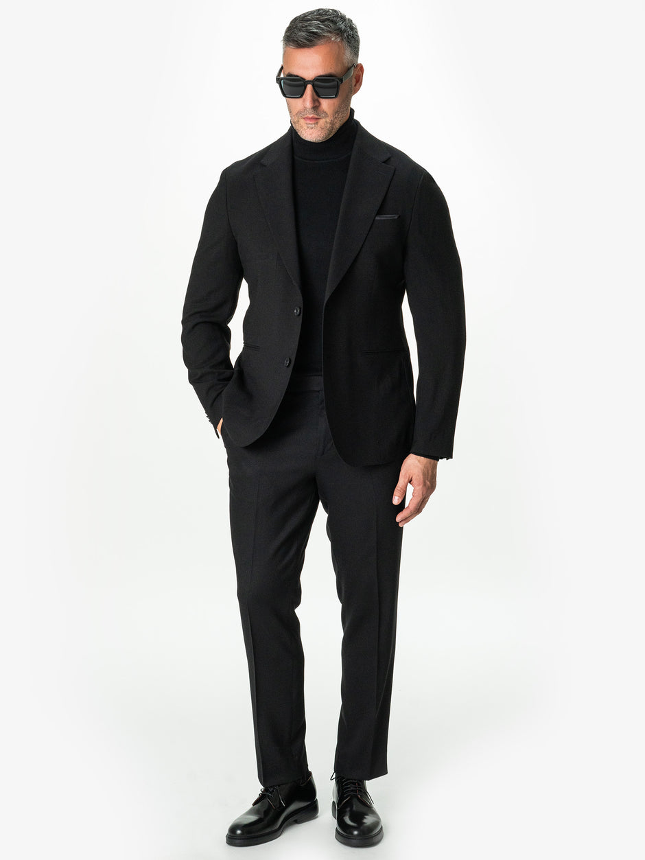 Costum Negru Barbati Oxford 100% Lana Vitale Barberis Super 110's BMan0054 (1)