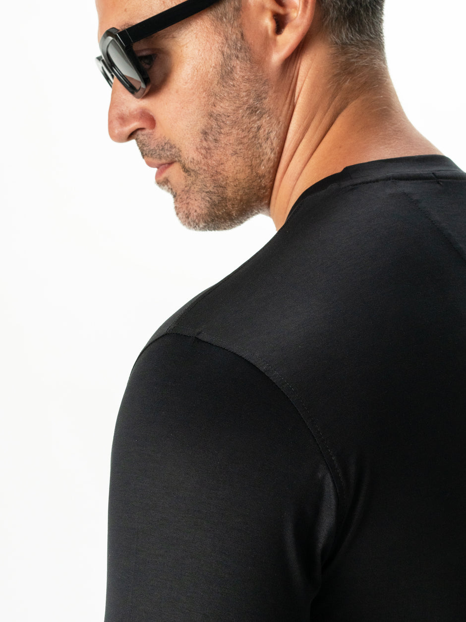 Tricou Premium Barbati Negru 100% Bumbac Egiptean Dublu Mercerizat BMan278 (5)