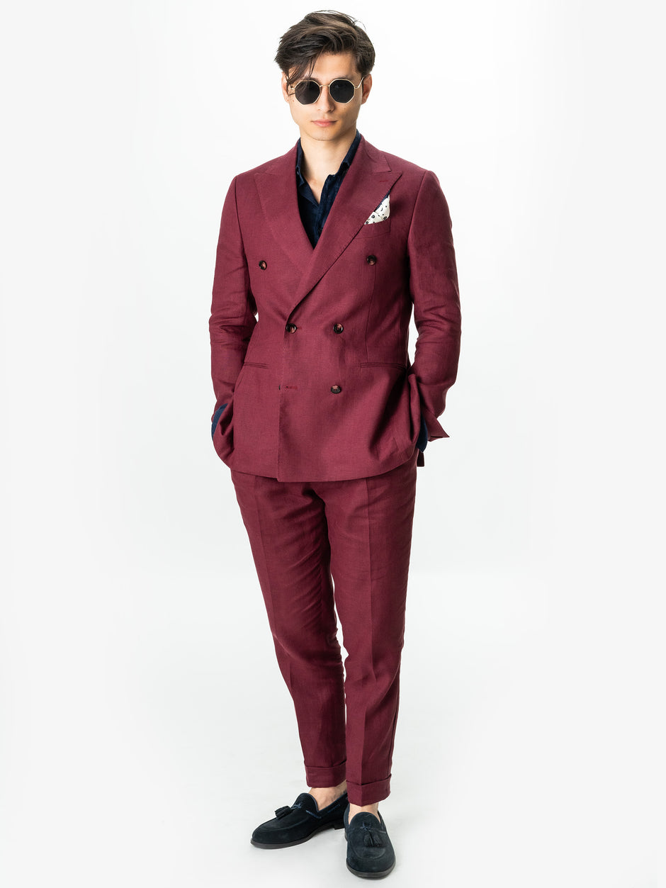 Costum Rosu Visina Putreda Barbati Vitale Barberis Vara Din In Natural BMan0049 (4)