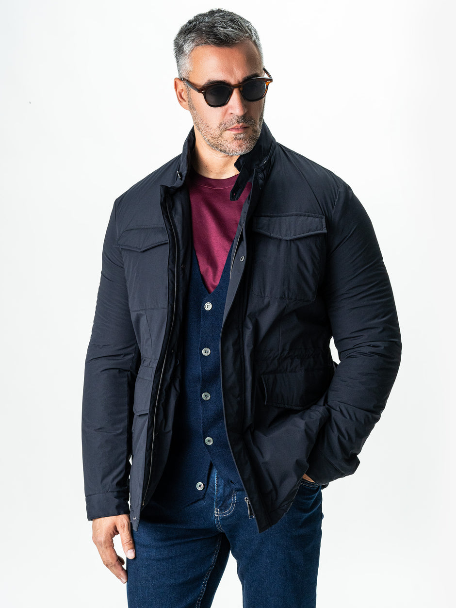Pulover Bleumarin Barbati Cu Nasturi Tip Cardigan Din Lana Merinos BMan0017 (9)