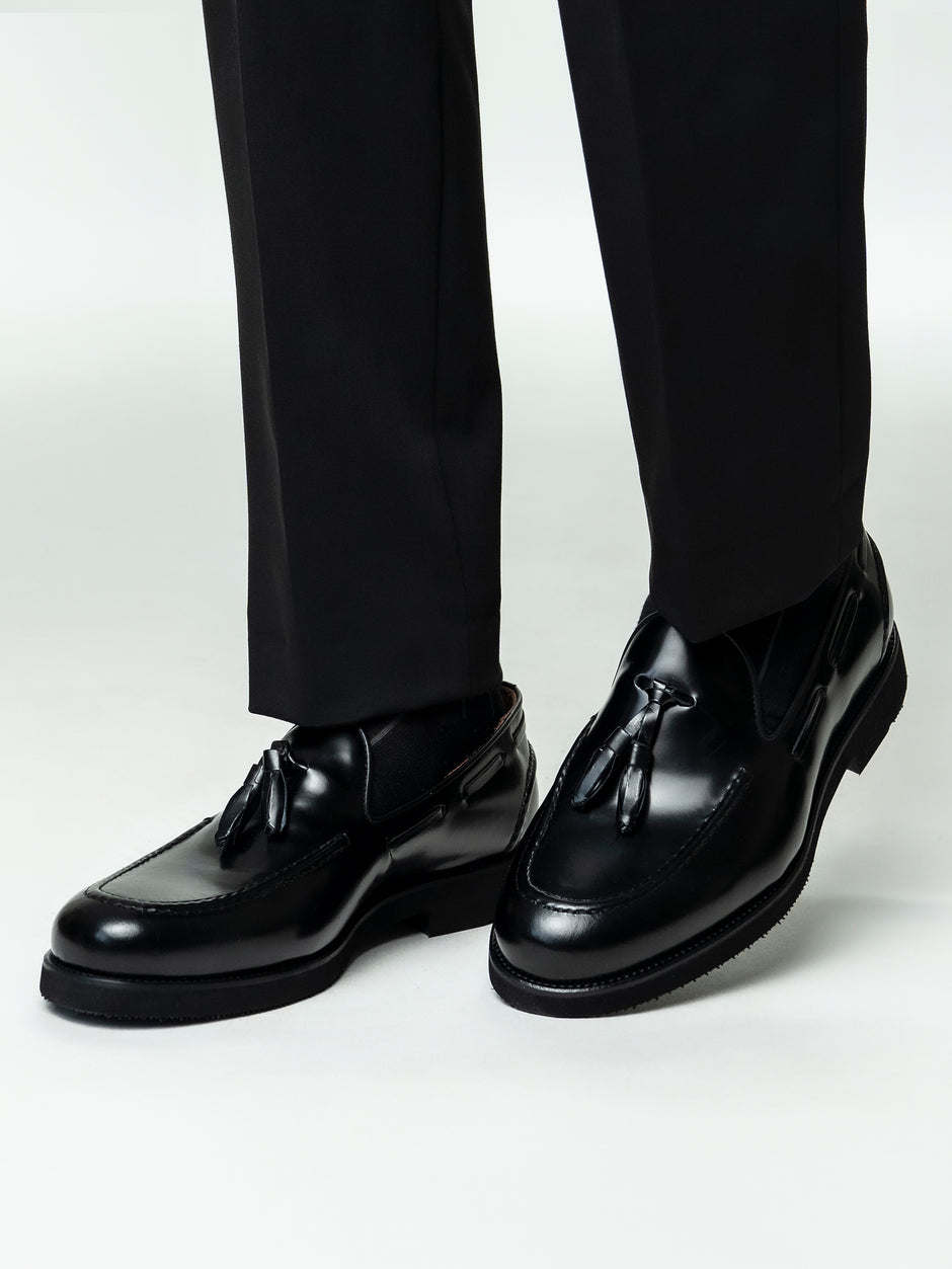 Mocasini Barbati Tassel Loafers Negru Semilucios Piele de Vitel  BMan215 (9)