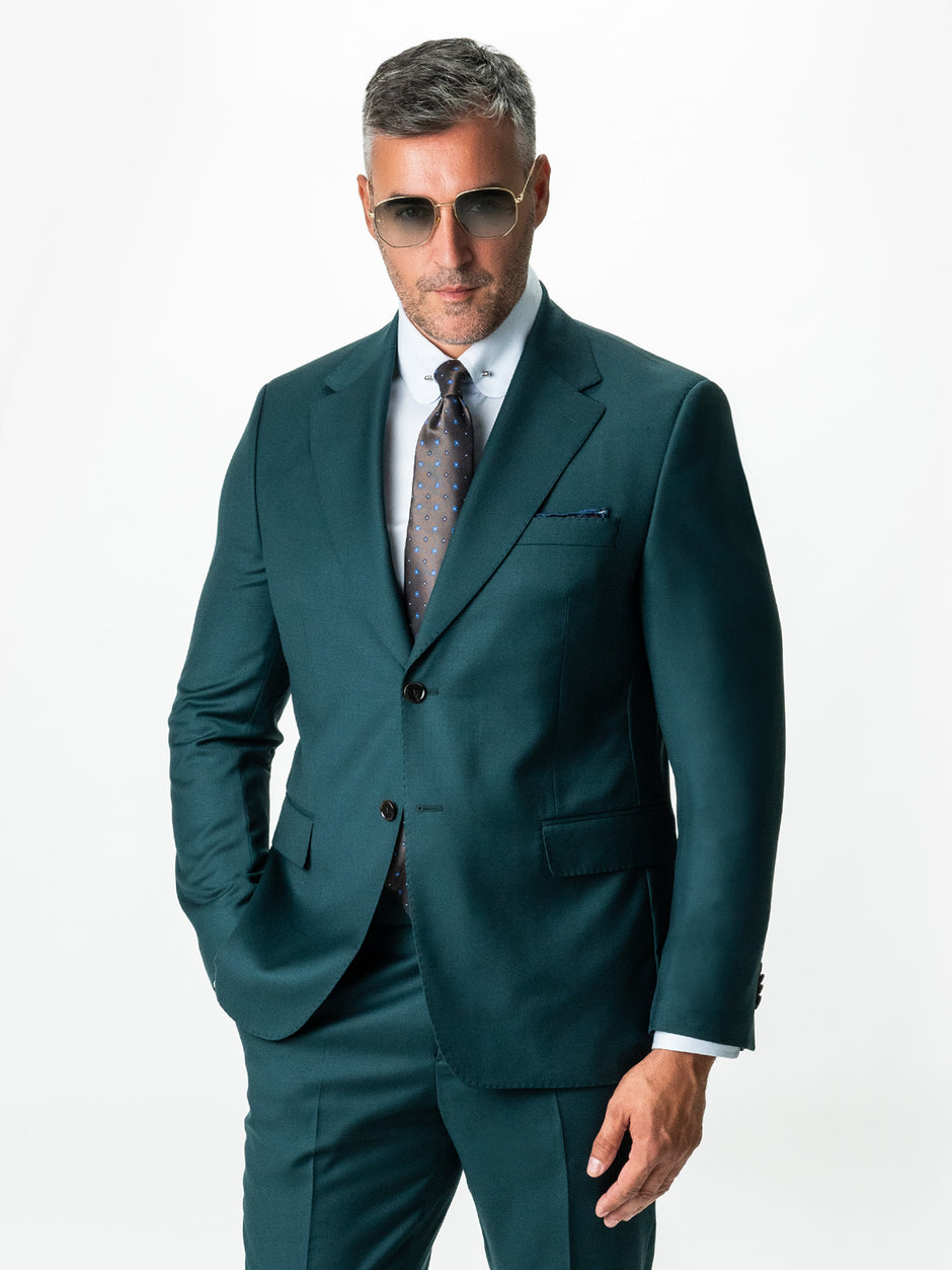 Costum Albastru Petrol Barbati Lana Vitale Barberis Super110 BMan0051 (2)