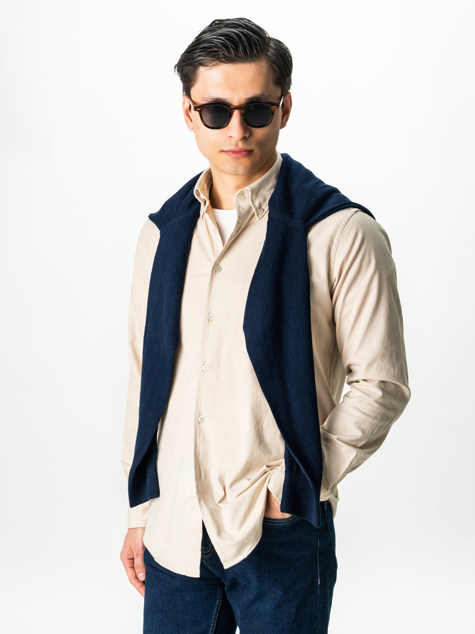 Camasa Barbati Casual Crem Din Bumbac Natural Tip Flanel BMan0037 (6)
