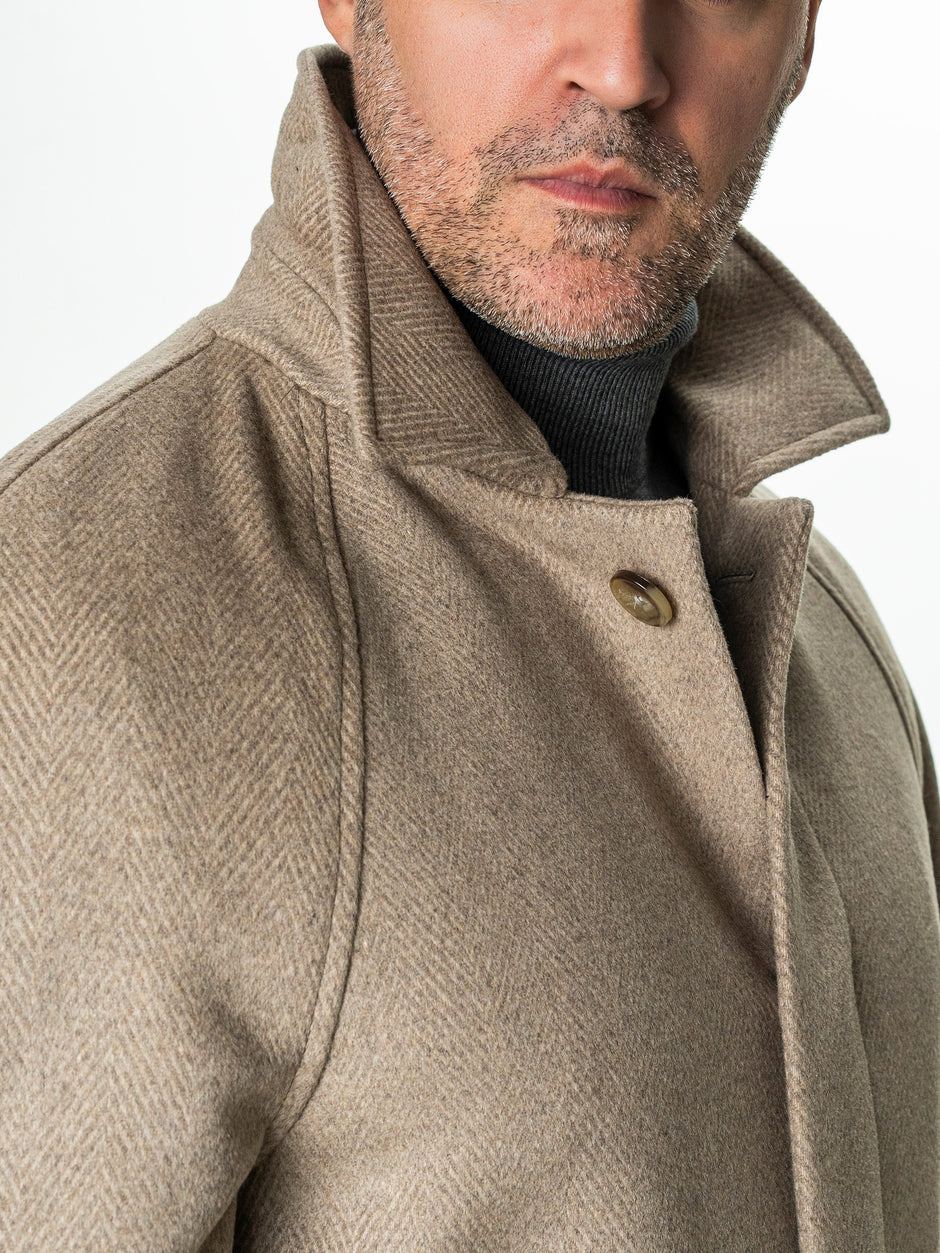 Palton Barbati Iarna Crem 100% Lana Twill BMan0006 (3)