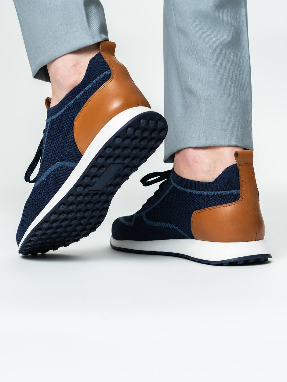 Pantofi Casual Barbati Bleumarin Textil Cu Piele Naturala Talpa Ortopedica BMan0415 (3)