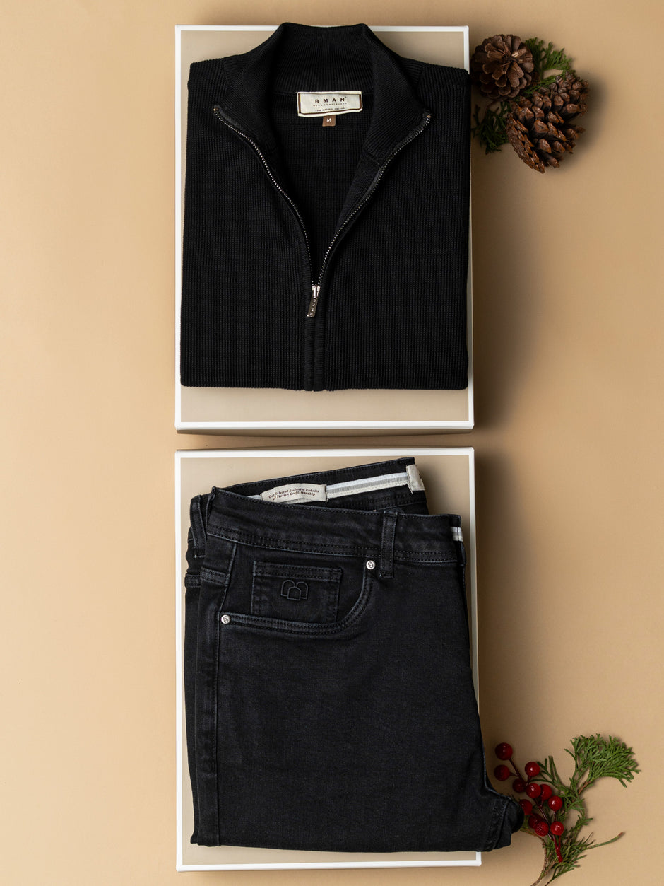 Pachet Cadou Barbati Pulover Cu Fermoar Si Blugi Bman0078 (1)