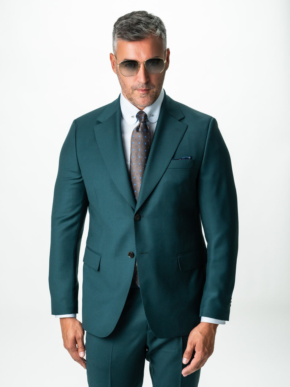 Costum Albastru Petrol Barbati Lana Vitale Barberis Super110 BMan0051 (4)