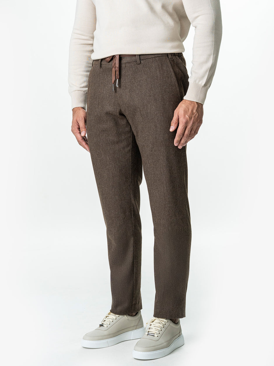 Pantaloni Barbati Cafenii Din Lana Cu Sistem Dublu De Inchidere BMan0015 (5)