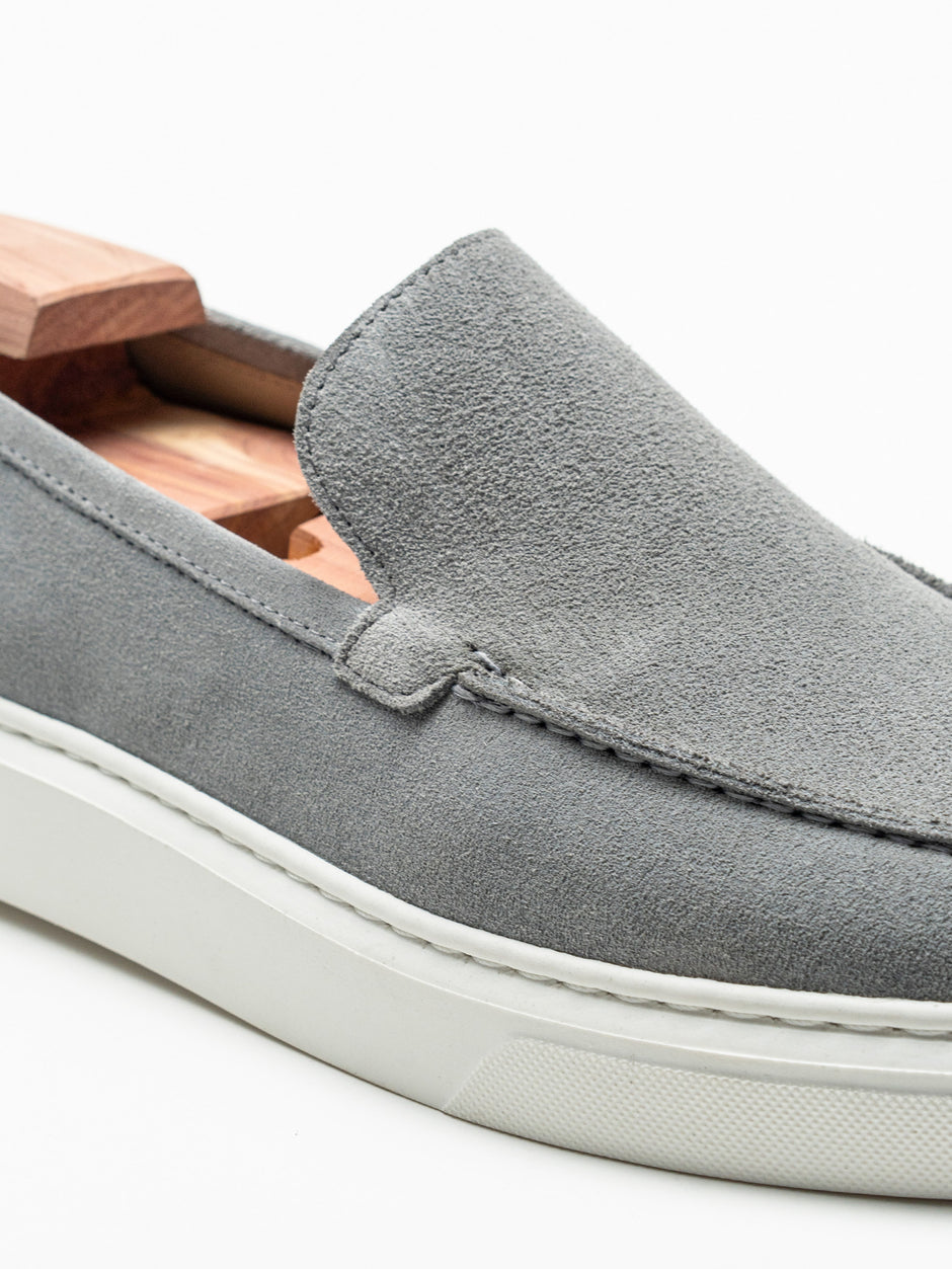 Mocasini Smart Casual Barbati Gri Din Piele Intoarsa BMan223 (6)