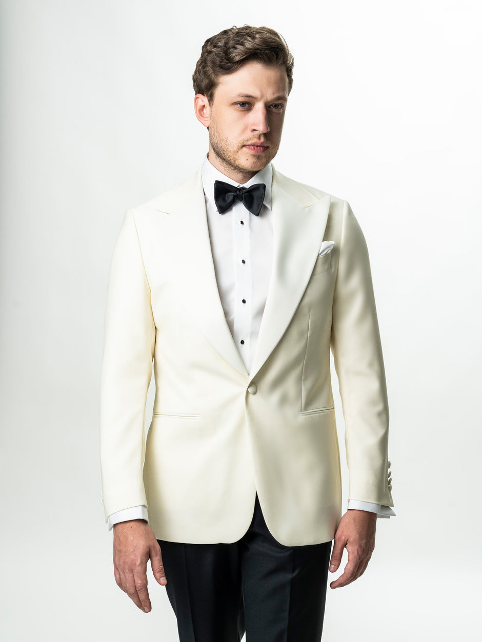 Costum de Mire Smoking Alb Ivory Lana VBC Super110's BMan341 (2)