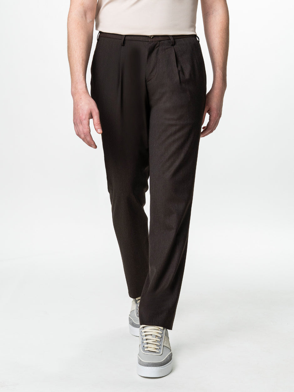 Pantaloni Vara Barbati Casual Cafenii Amestec Lana BMan0104 (7)