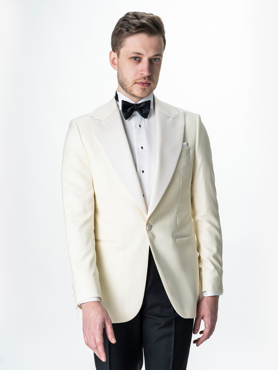 Costum Barbati Ceremonie Smoking Crem Lana Vitale Barberis Super110 BMan341 (6)