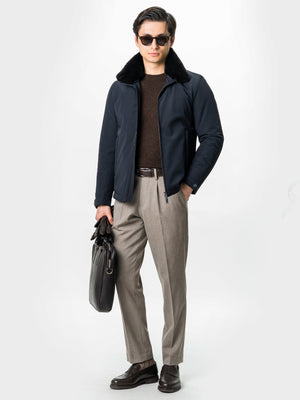 Pulover Barbati Cafeniu Toamna Iarna Din 100% Lana Lambswool BMan0032