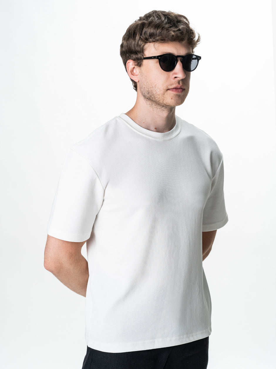 Tricou Simplu Barbati Alb Oversize 100% Bumbac Natural BMan0001 (3)
